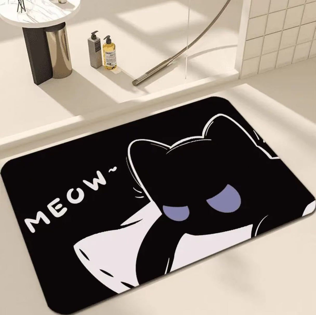 Cartoon Cat-Themed Bath Rug