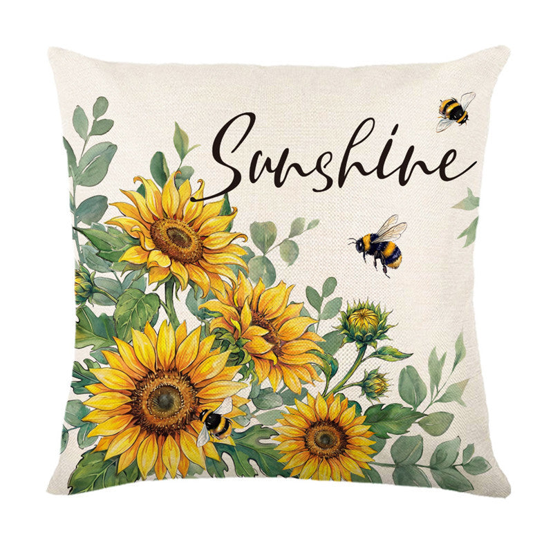 Decorative Seasonal Hello Summer Cotton-Linen Throw Pillow Cover