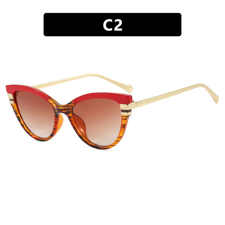 Ladies Cat-Eye Sunglasses with Elegant Plastic Frame and Golden Accents Stornfield