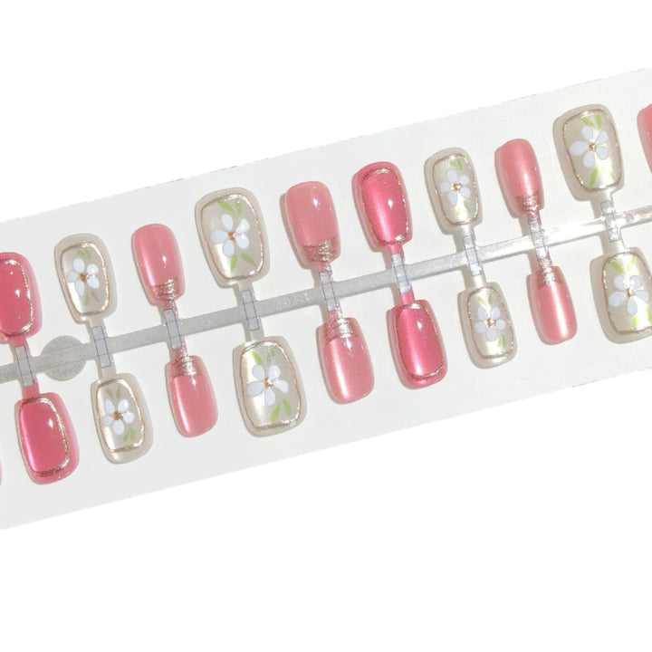 Floral-Decorated Press-On Nail Set