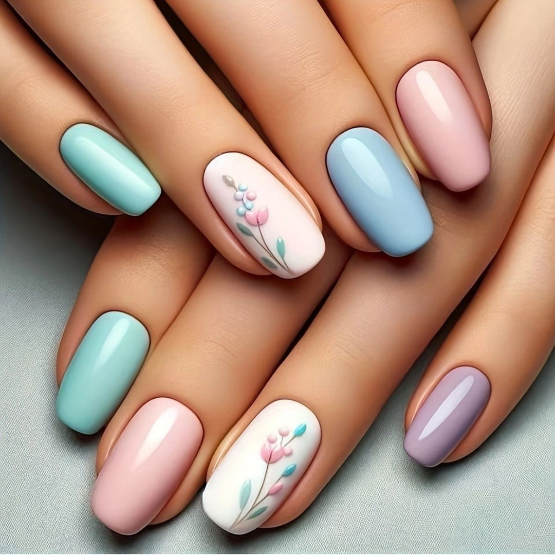 Floral Art Acrylic Nail Set Stornfield