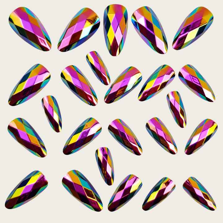Shiny Stiletto Fake Nails with Diamond Surface Texture Stornfield