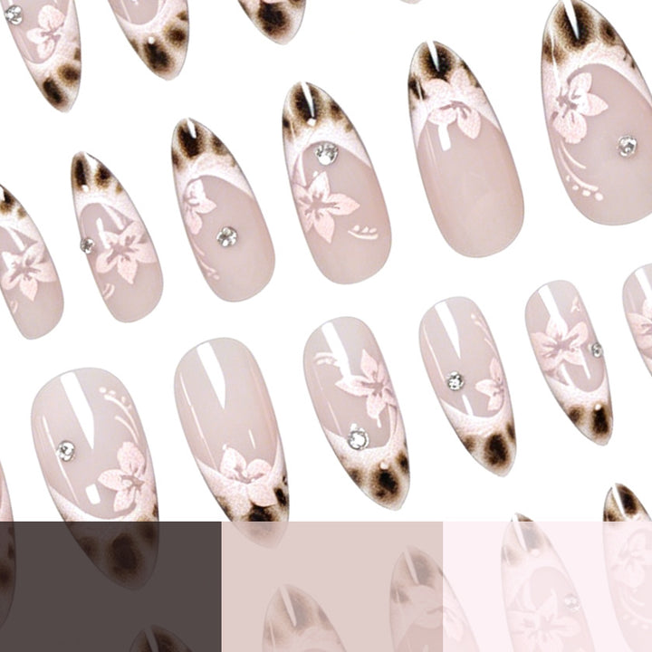 Elegant Floral-Design Acrylic Nail Enhancements Stornfield