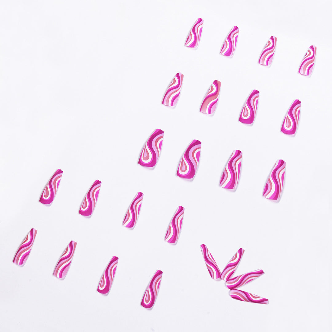Artistic acrylic nails in ombre design with modern wave patterns Stornfield