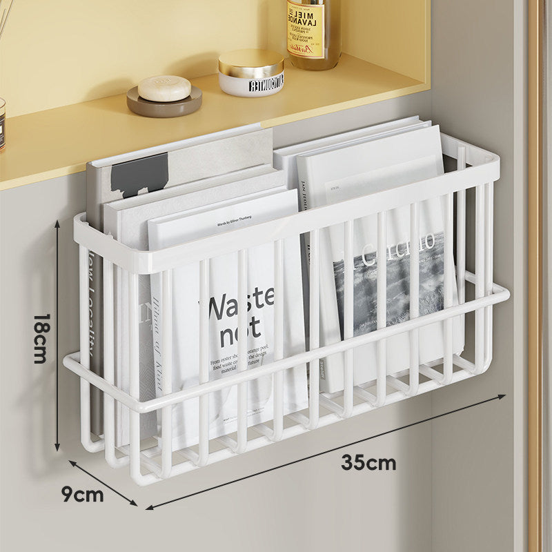 Slim Modular Wall-Mounted Rust-Resistant Metal Magazine and Document Basket
