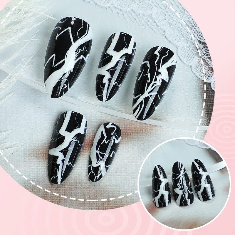 Artistic Lightning-Pattern Press-On Nails