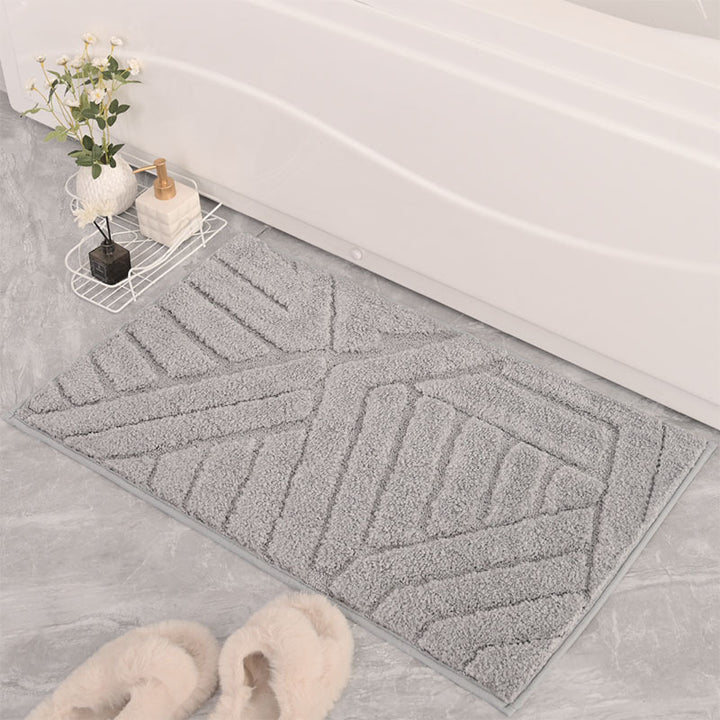 Plush Geometric Pattern Bath Mat