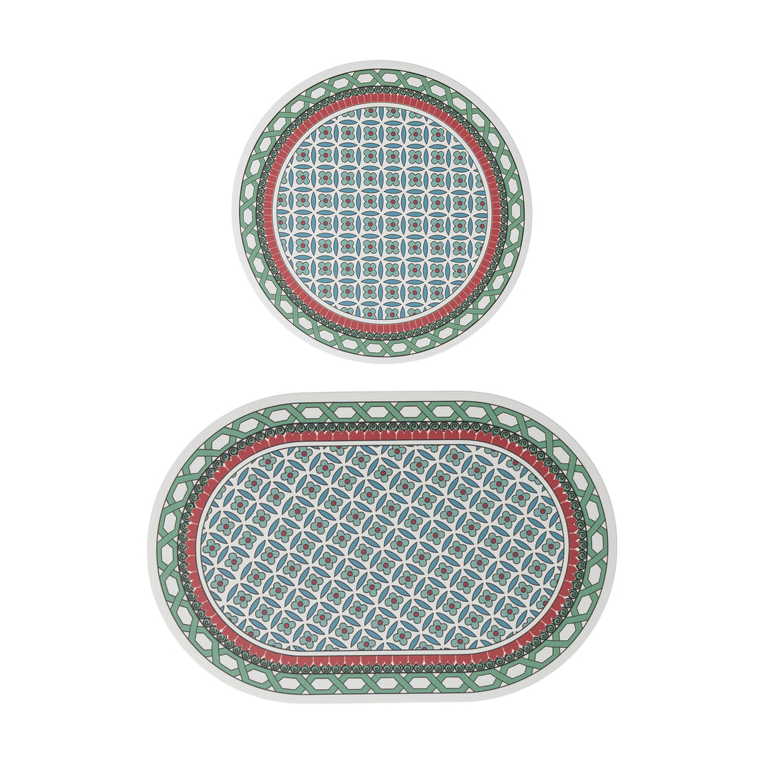 Bathroom Mat Set Stornfield with non-slip soft back underside and fine lace pattern look