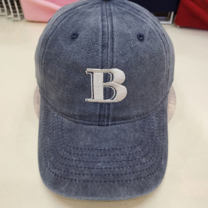 Women's Distressed Cotton Baseball Cap with Letter Embroidery Stornfield