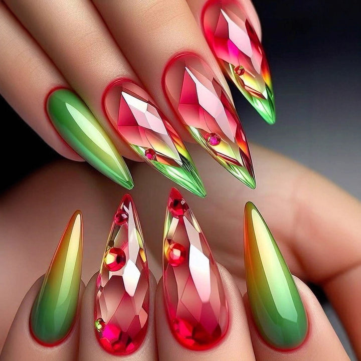 Artificial nails with sparkling crystal and faceted design Stornfield