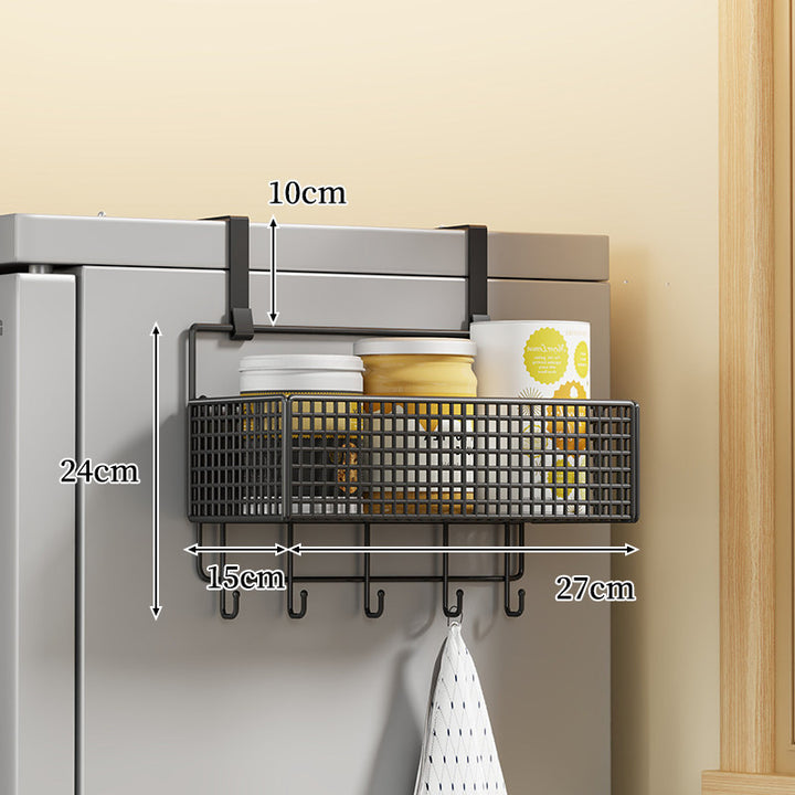 Over-the-Fridge Stacked Metal Mesh Hanging Storage Basket