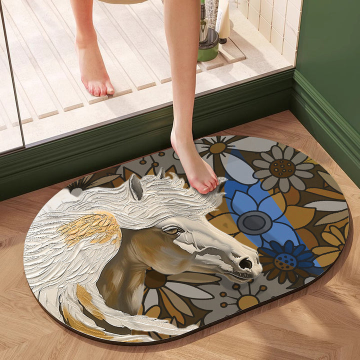 Artistic Horse-Themed Bath Mat Stornfield
