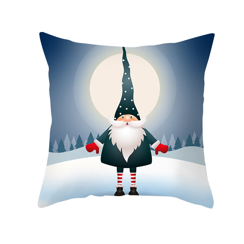 Holiday Decorative Throw Pillow Plush Polyester Cover Festive Santa Reindeer Snowman Print