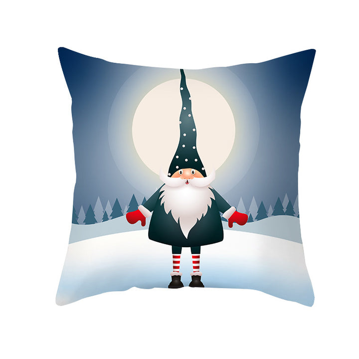 Holiday Decorative Throw Pillow Plush Polyester Cover Festive Santa Reindeer Snowman Print