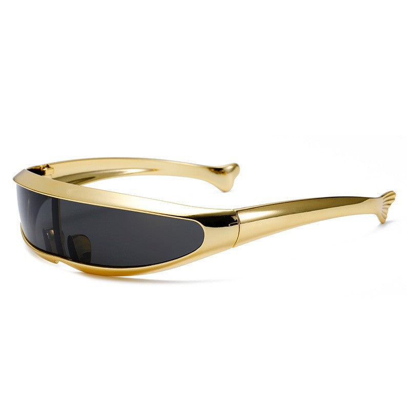 Women Futuristic Designer Sunglasses with Stylish Gold Frame Stornfield