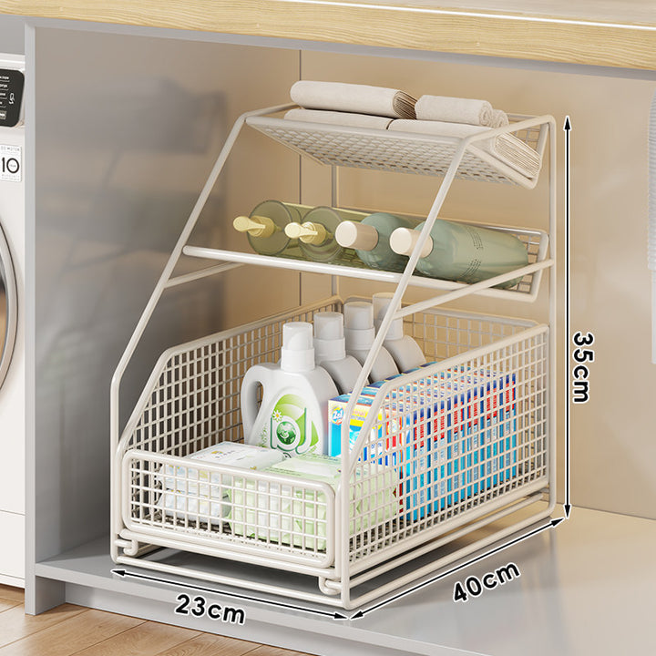 Three-Tier Vertical Mesh Pull-Out Under-Counter Storage Organizer