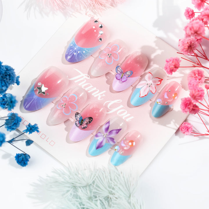 Artificial nail tips with delicate floral patterns Stornfield