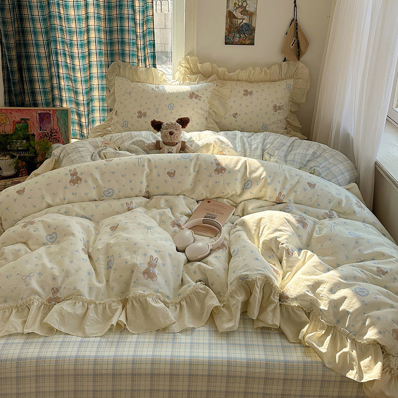 Playful Bunny-Themed Duvet Cover Set