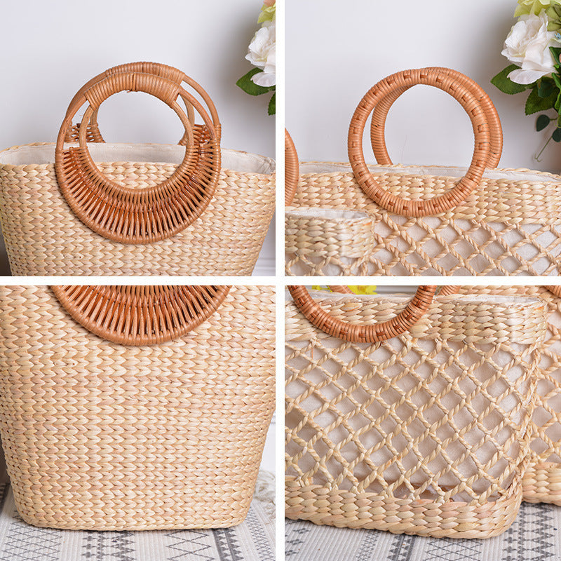 Women handcrafted beach bag with braided handles Stornfield