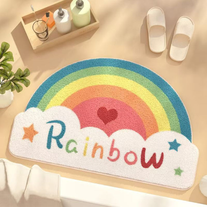 Charming Red Fruit-Themed Plush Bath Mat for Bathroom