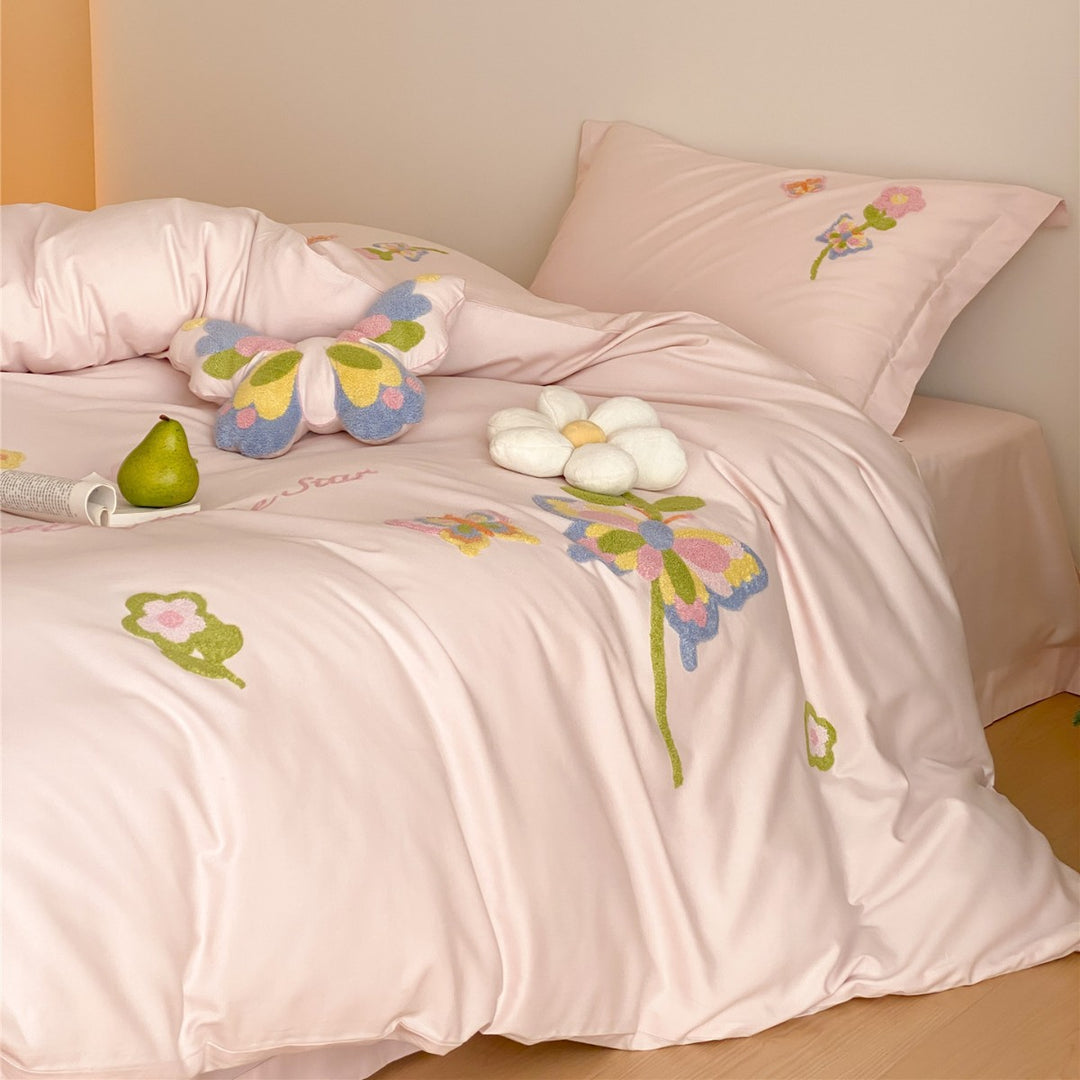 Plush Appliqué Cotton-Sateen Duvet Cover Set with Embroidered Elephant & Floral Details
