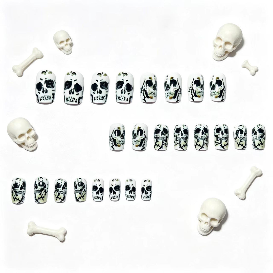 Creative artificial nails with lovingly detailed skull design Stornfield