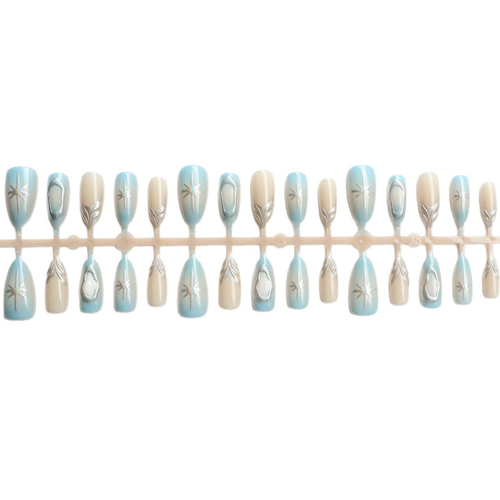 Artistic Press-On Nail Art Set with Silver Accents Stornfield