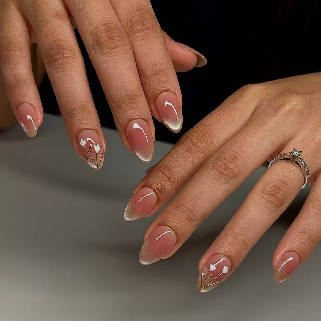 Elegant Floral Acrylic Nail Extensions Stornfield