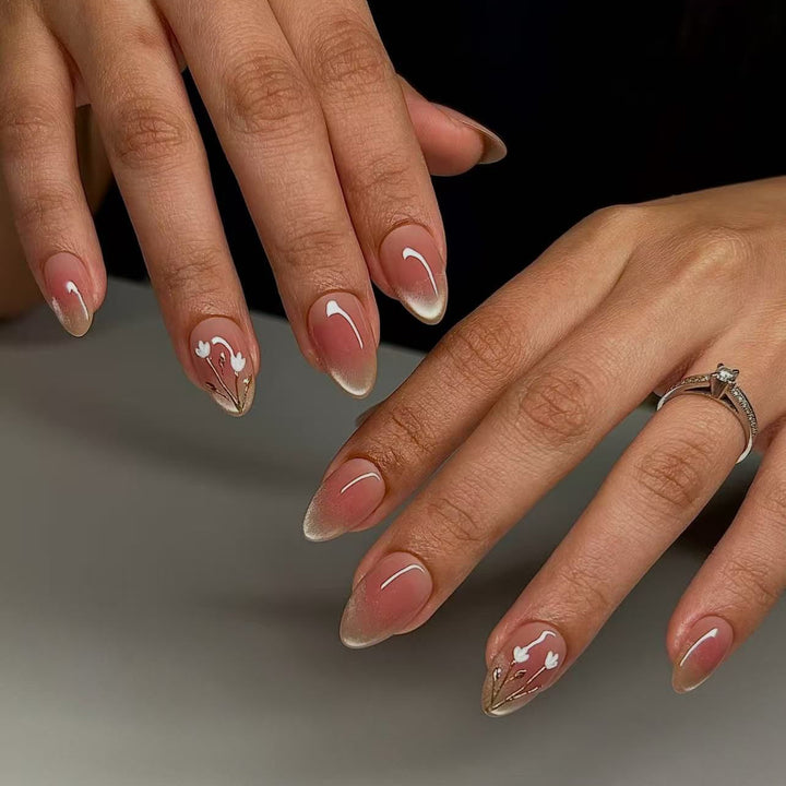 Elegant Floral Acrylic Nail Extensions Stornfield