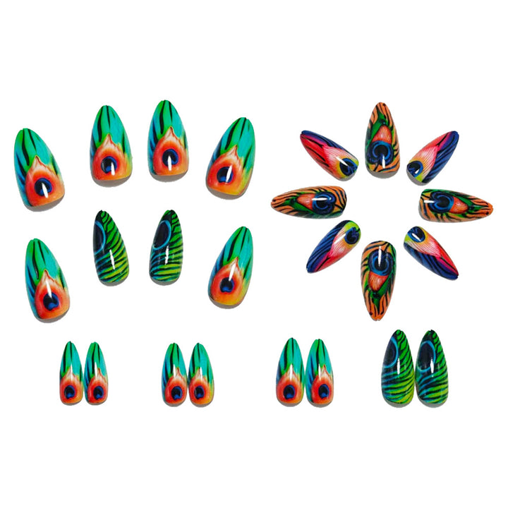 Artificial nails with artistic peacock pattern Stornfield