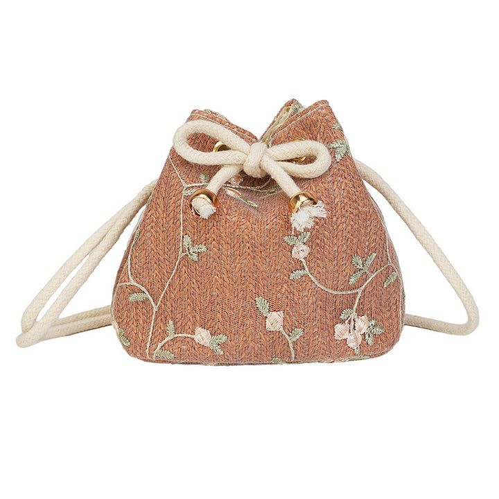 Embroidered Drawstring Bucket Bag Stornfield