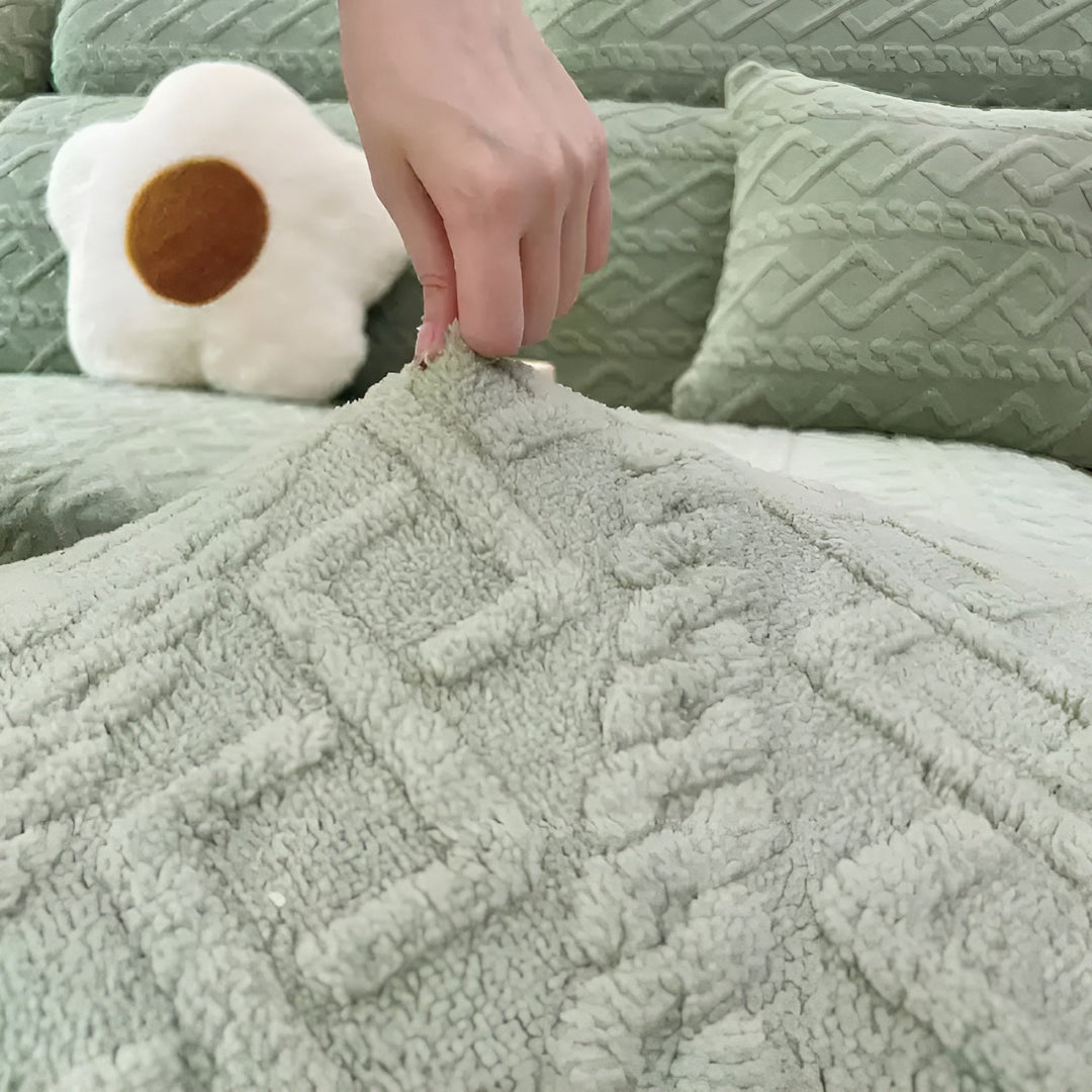 Samt-Sofa cover with diamond pattern – Soft & Luxurious | Perfect fit for any couch | Stornfield