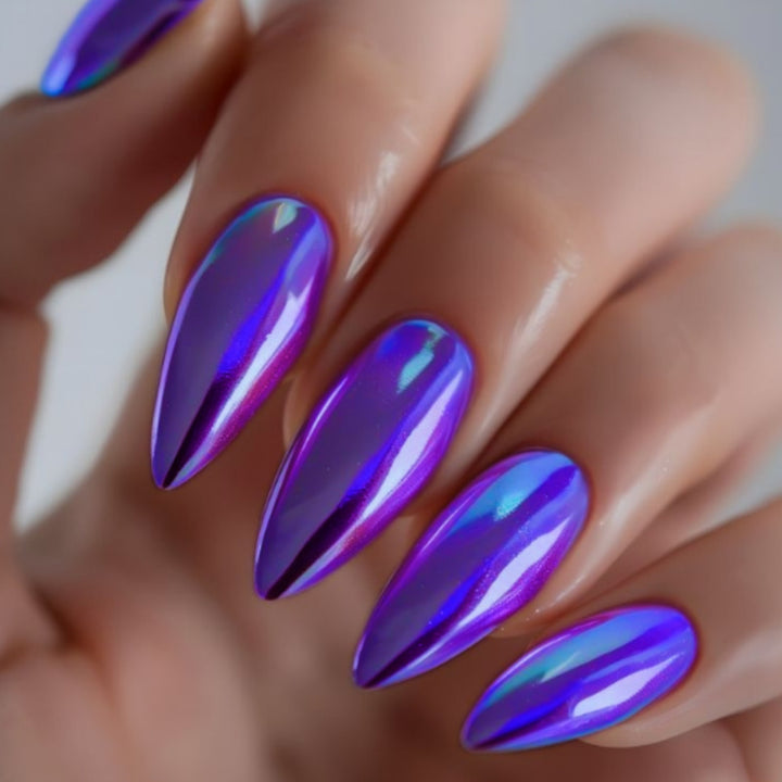 Glossy Press-On Nails Set with Iridescent Finish Stornfield