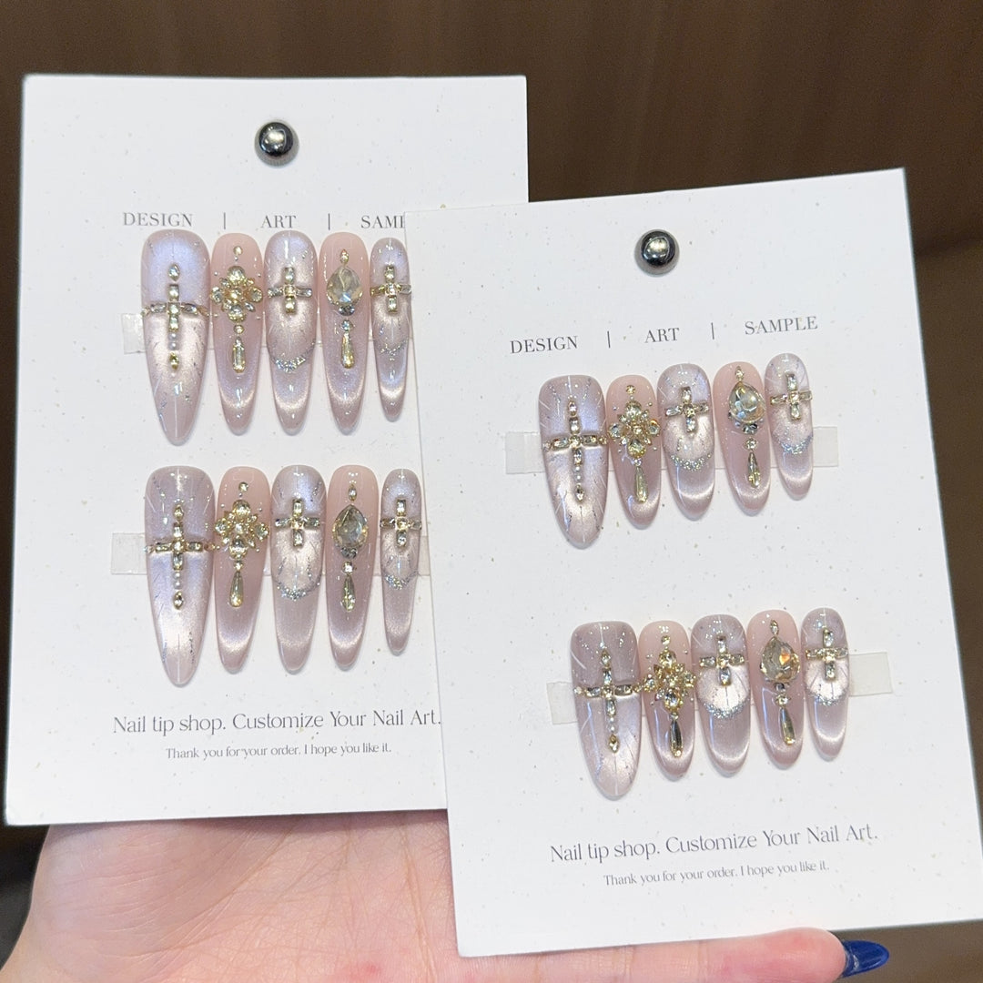 Artificial nails with elegant rhinestone and glitter details Stornfield