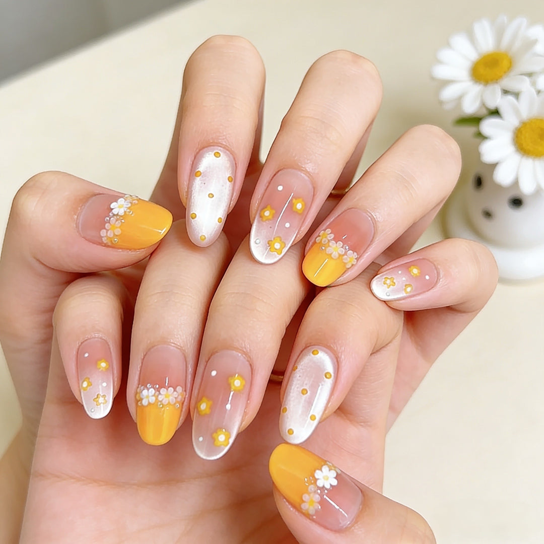 Artistic Floral-Designed Press-On Nail Set Stornfield