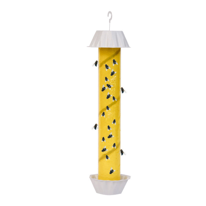Hanging suet cylinder bird feeder with protective cap and drainage tray Stornfield