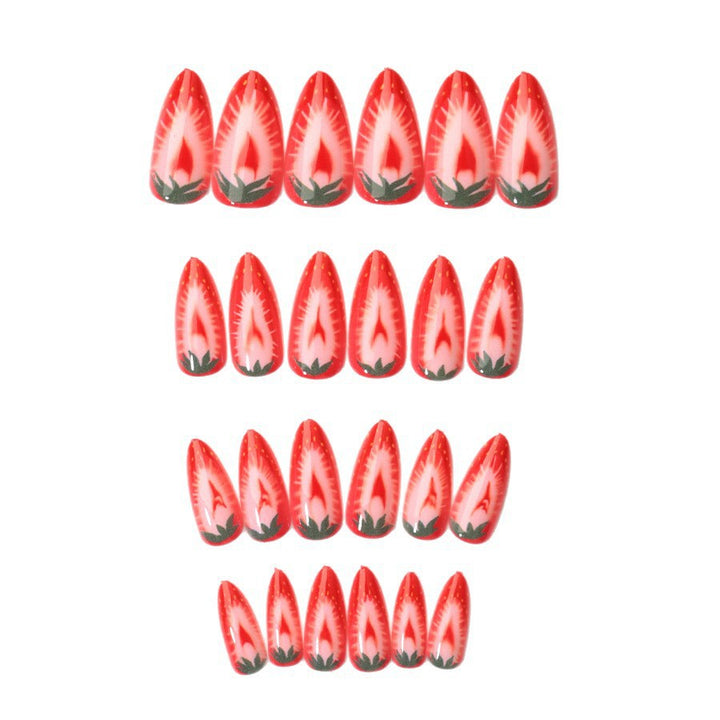 Artificial nail set with detailed strawberry design Stornfield