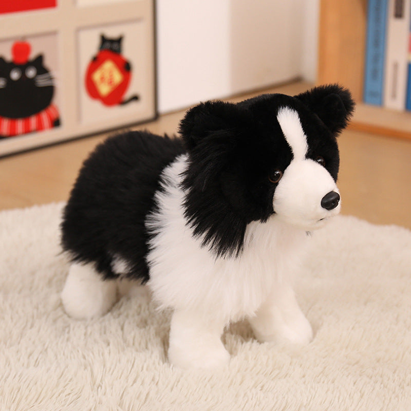 Realistic Border Collie Soft Plush Toy with Fluffy Long Fur Stornfield