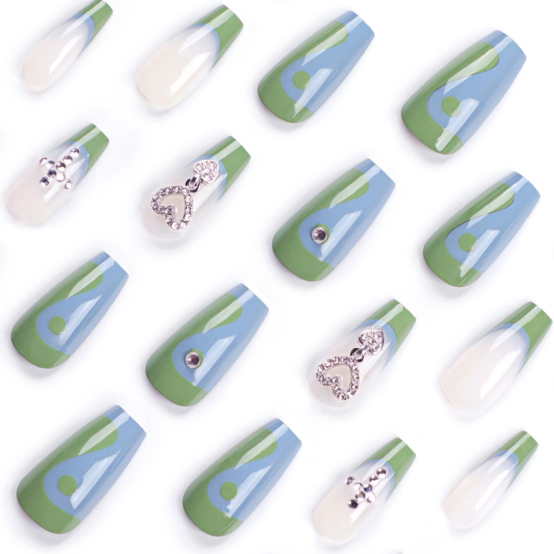 Artistic nail extensions with decorative jewelry effect Stornfield