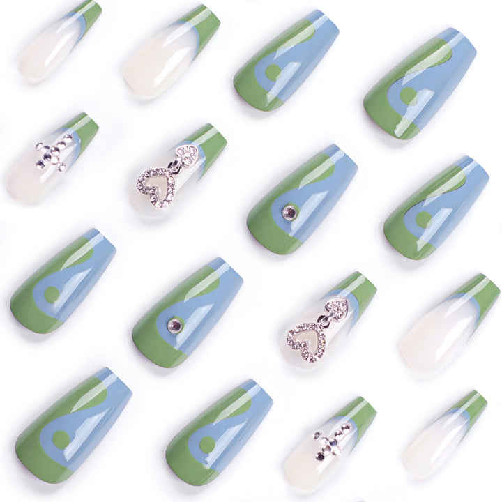 Artistic nail extensions with decorative jewelry effect Stornfield
