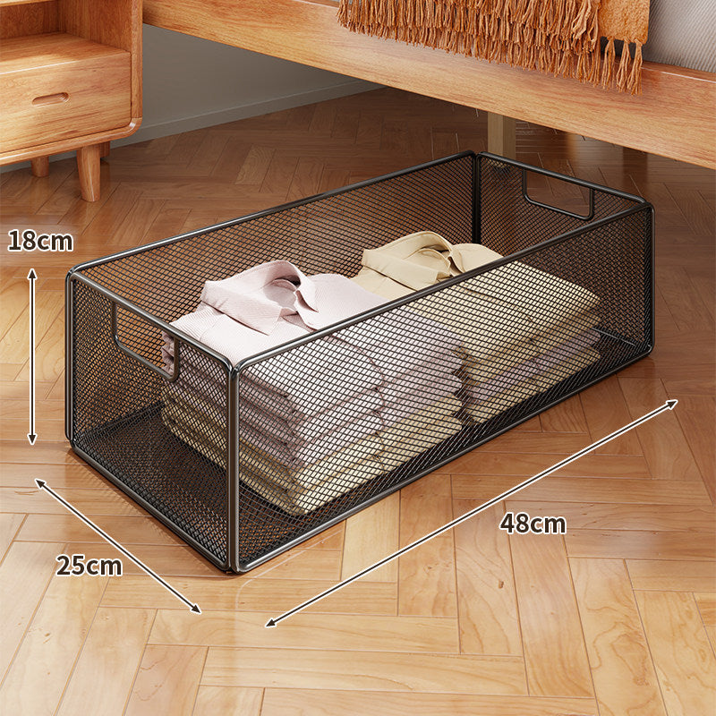 Underbed Low-Profile Metal Mesh Storage Drawer on Casters