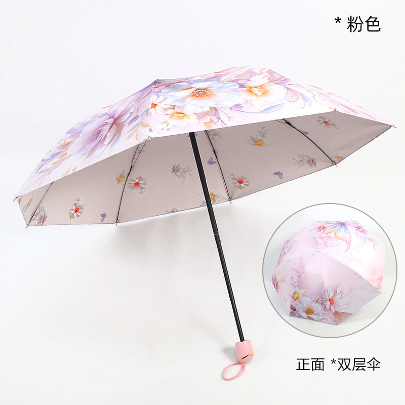 Ladies elegant folding umbrella with floral patterns Stornfield