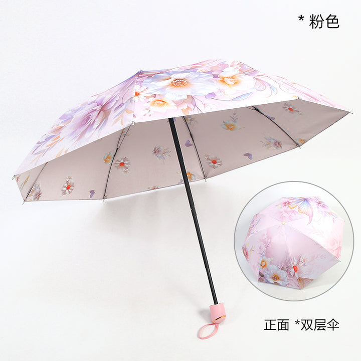 Ladies elegant folding umbrella with floral patterns Stornfield