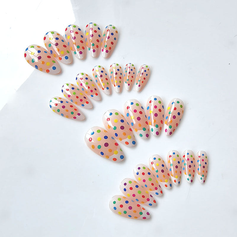 Artificial artificial nails with colorful dot design Stornfield