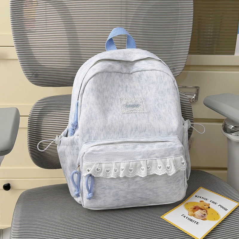Stylish Backpack with Decorative Lace Trim Stornfield