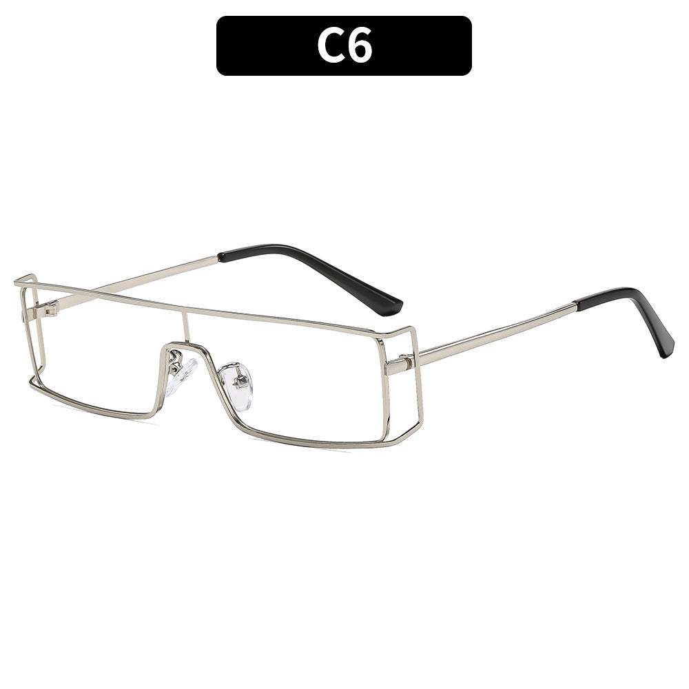 Geometric Shield Sunglasses with Luxurious Metal Accents