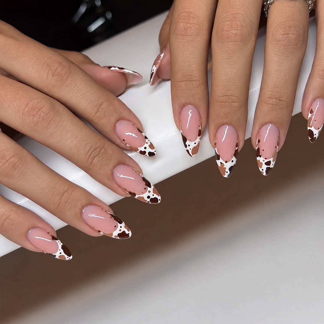 Exquisite artificial nail set with elegant coffee stain design Stornfield