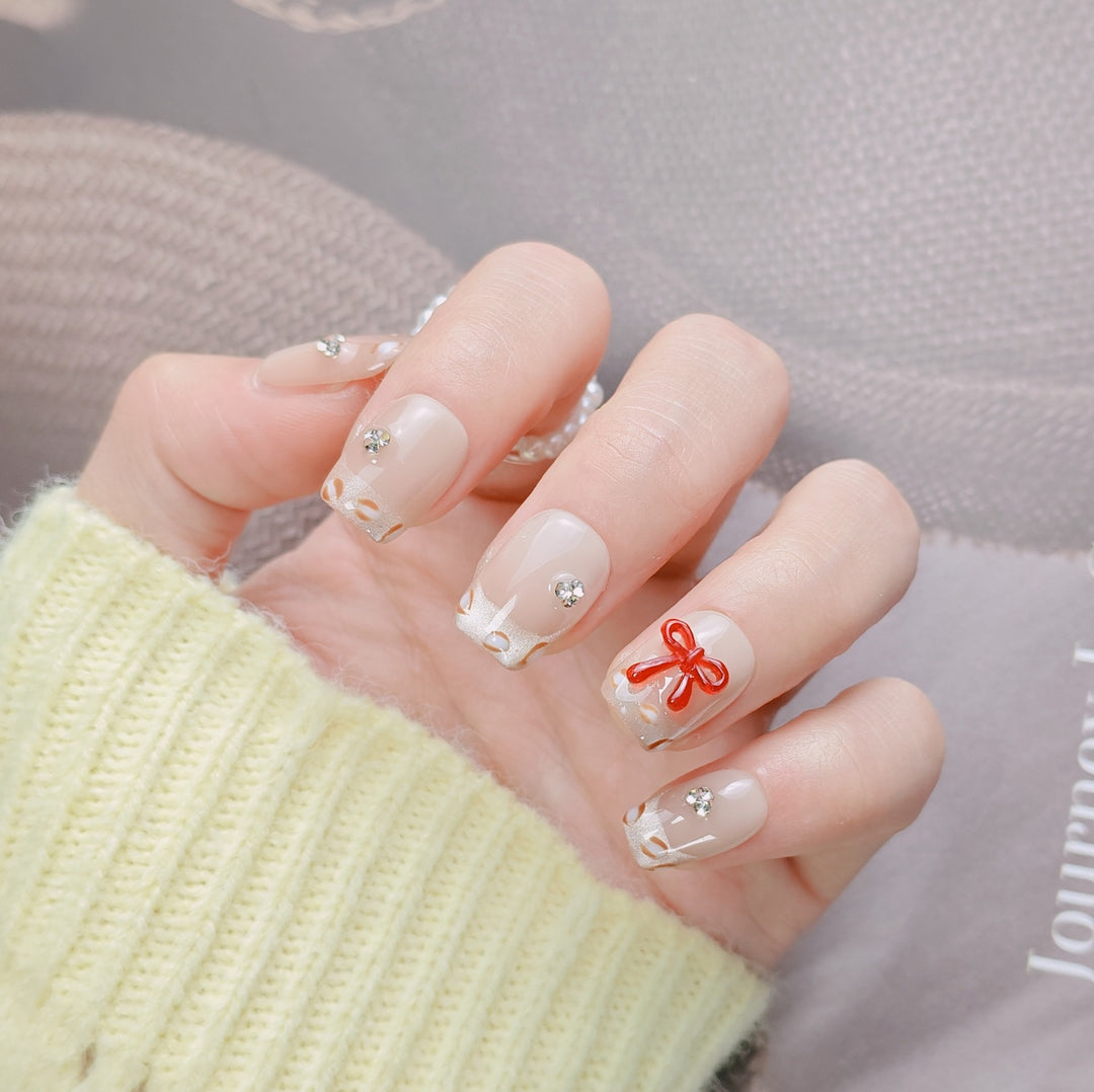 Elegant French Tip Press-On Nails Stornfield