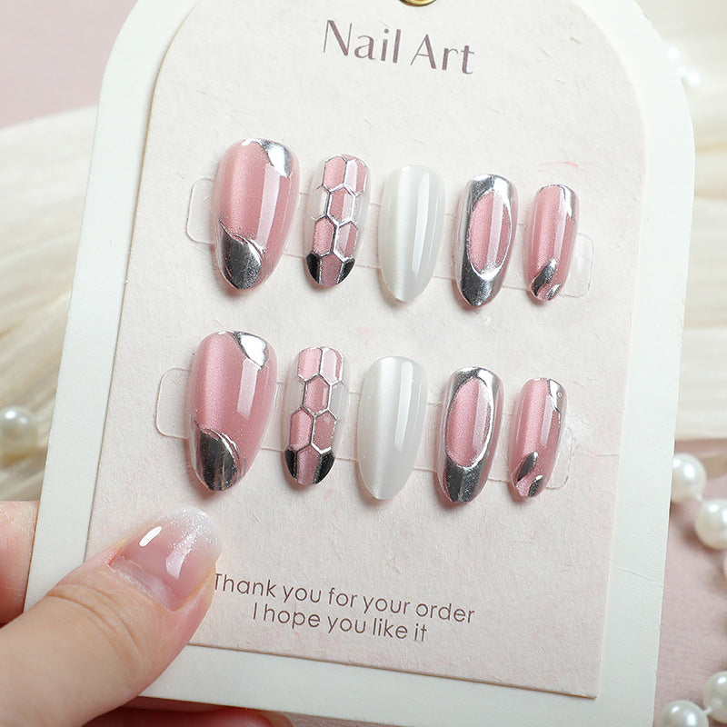 Elegant Metallic Accent Press-On Nails