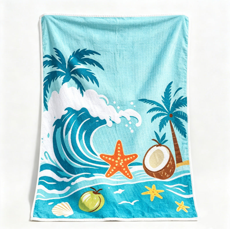 Beach blanket with tropical motif and high-quality waffle structure Stornfield